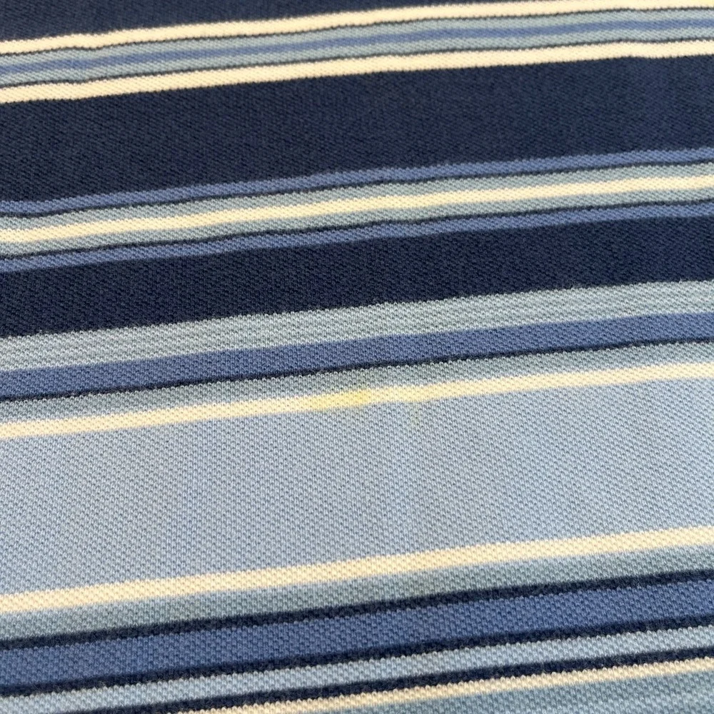 Polo Ralph Lauren Shirt Mens Large L Navy Stripe Pique Yellow Pony Polo Flaw